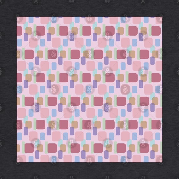 Pink Abstract Round Squares Pattern by Scrabbly Doodles